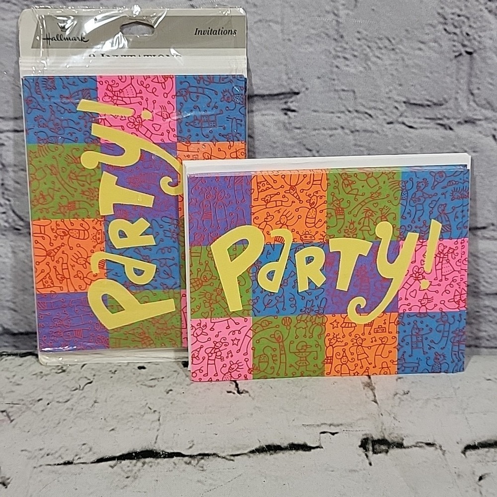 Hallmark Party Invitations Lot Of 16 Colorful Cards With Envelopes